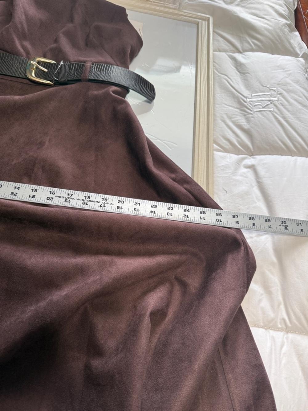 Calvin Klein Brown Faux Suede Belted A-Line Midi Dress Size 6 - Picture 10 of 12
